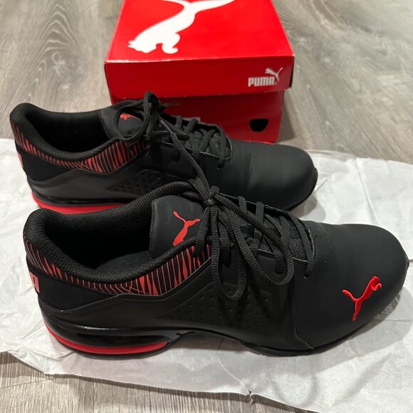 EUC Men PUMA Viz Runner Graphic Black & Red Cross-Trainer sneakers Size 12 - Picture 6 of 8